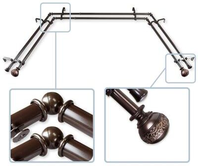 "InStyleDesign Nadine 13/16"" Double Bay Window Curtain Rod"