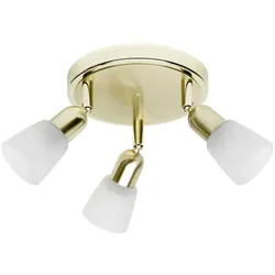 BRILLIANT Lampe Sofia Spotrondell 3flg messing/weiß-alabaster   3x D45 , E14 , 40W , geeignet für Tropfenlampen (nicht enthalten)   Köpfe schwenkbar