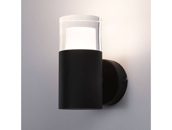 home24 LED-wandlamp 9 x 16 x 12cm zwart 1 Gelakt aluminium Acrylglas LED-module