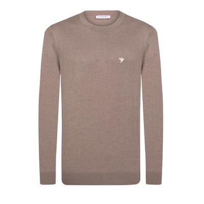 Rundhalspullover FELIX HARDY "Pullover mit Rundhalsausschnitt", Herren, Gr. XXL, beige (braun), 100% Baumwolle, Rundhals, Pullover Rundhalspullover