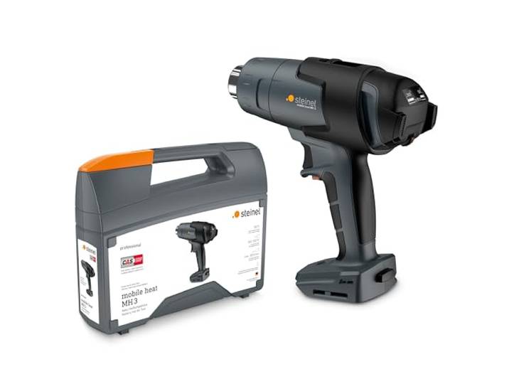 Steinel Pistolet à air chaud sans fil MobileHeat MH3\, pour batterie Metabo CAS 18 V \, décapeur thermique professionnel\, temps de chauffe 5 s\, 300-500 °C\, 200 l/min (sans batterie)
