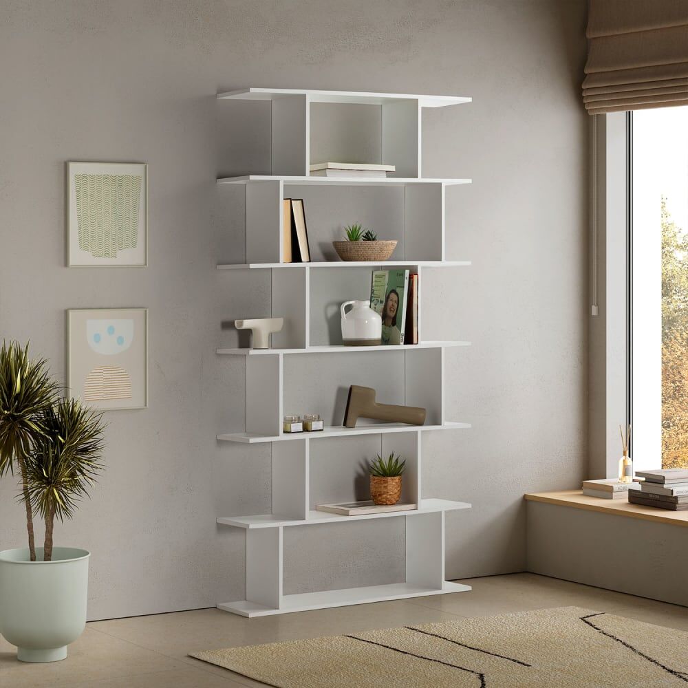 HOMN Etagère avec 6 trous couleur Blanc Blanc 98x191x25cm