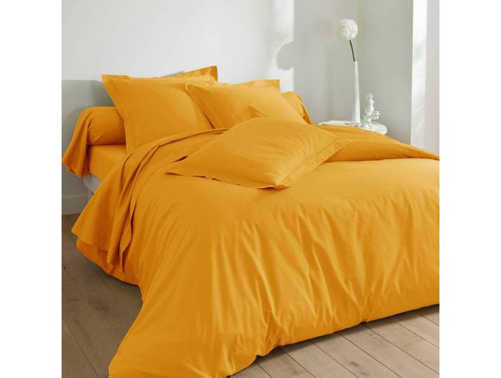 Housse de couette en coton jaune curcuma 260x240cm