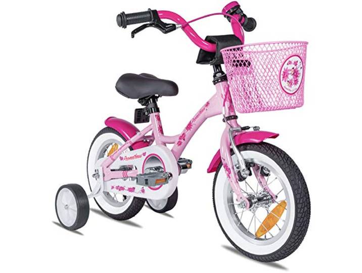 PROMETHEUS BICYCLES Kinderfahrrad ab 3 Jahren - Mädchenfahrrad 12 Zoll Kinder Fahrrad Mädchen Fahrrad Kinder mit Stützräder Rücktrittbremse in Rosa