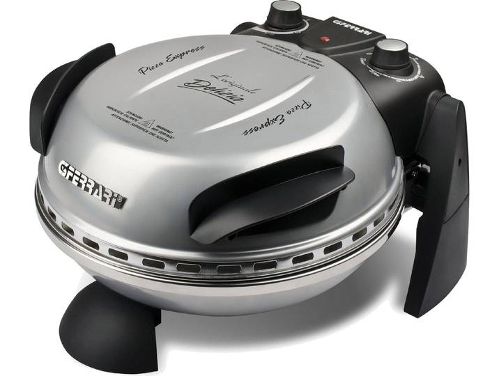 G3 Ferrari Pizzaofen Delizia G1000606 silber inkl. Pizzaschaufel + Rezeptheft, bis 400 °C mit Pizzastein – die Ikone unter den Pizzaöfen