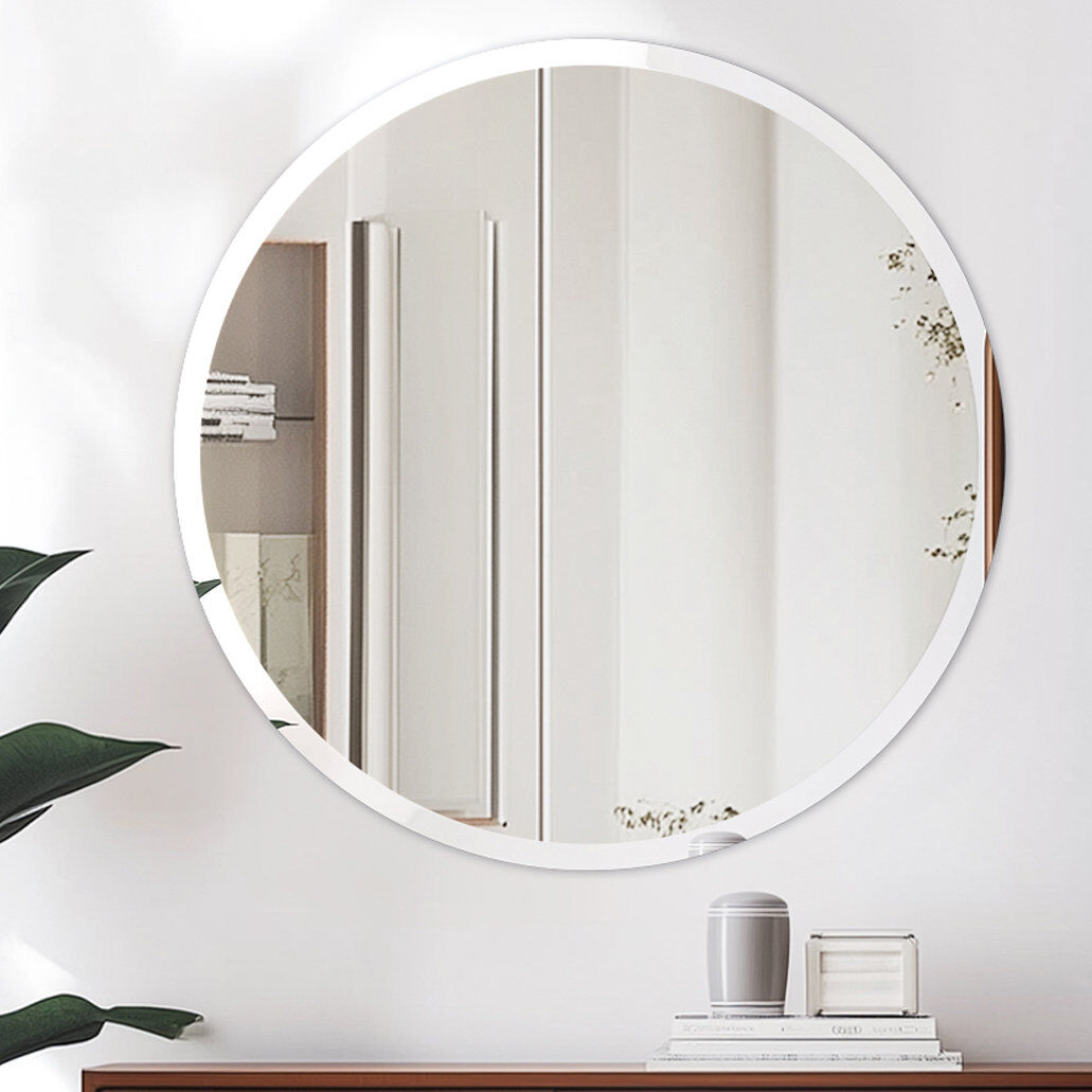 17 Stories Rithi Round Flat Wall Mirror 80 cm H x 80 cm W