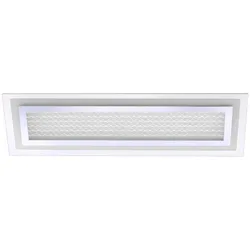 Deckenlampe LED Schlafzimmerlampe modern Deckenleuchte Wohnzimmer, Acrylscheibe Glasschirm, Alu chrom, LED 21,7W 500lm 3000K warmweiß, LxBxH 68x22x8cm