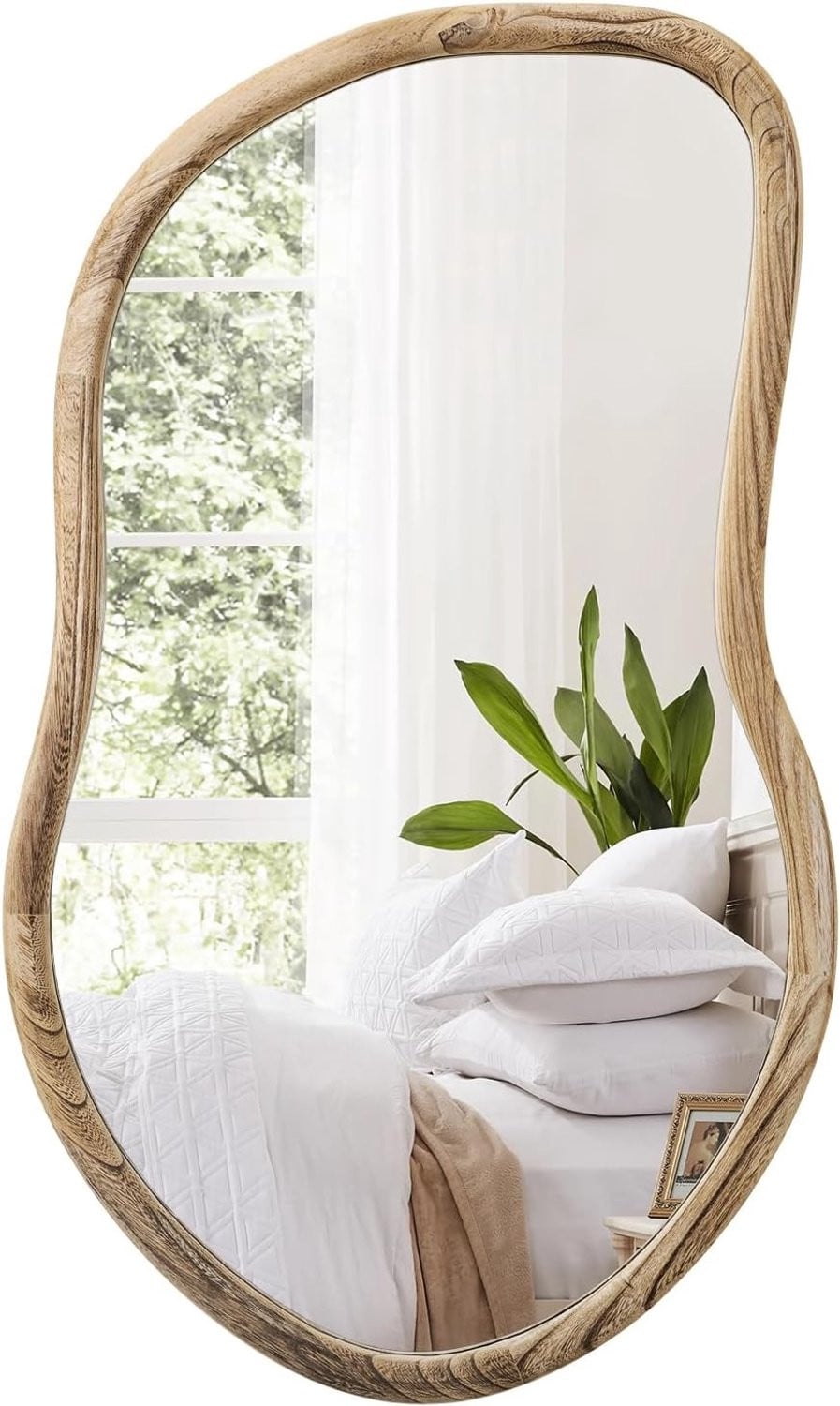 Unieke Asymmetrische Wandspiegel van Natuurlijk Hout voor Badkamer en Woonkamer Decoratie
