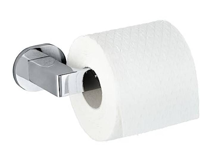 WENKO Toilettenpapierhalter Mod. UV-Loc Maribor selbstklebend ohne Bohren luxuriöser Wandhalter UV-Kleber glänzend Chrom Zinkdruckguss für Badezimmer Bad-Accessoires Bad-Deko 17 x 5 x 7,5 cm