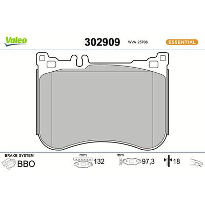 VALEO Bremsbelagsatz, Scheibenbremse 302909 Vorderachse für Mercedes BRABUS