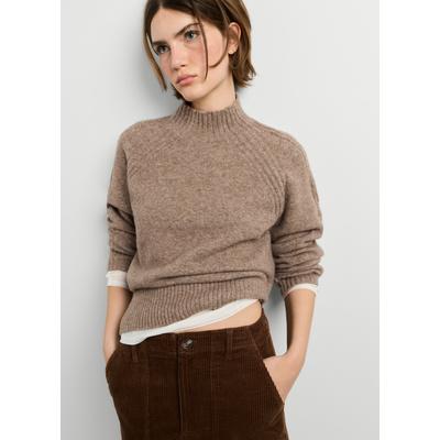 Strickpullover PEPE JEANS "ASHLEY PERKINS", Damen, Gr. XL, braun (schwarz stone beige), Strick, Obermaterial: 65% Polyester, 28% Polyacryl, 5% Wolle, 2% Elasthan, meliert, hüftbedeckend, hoch geschlossener Ausschnitt, Rippstrickbündchen, Pullover...