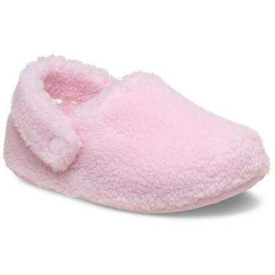 Hausschuh CROCS "Kids' Classic Cozzzy Slipper", Damen, Gr. 32, Warmfutter, rosa, Croslite™, Textil, Schuhe Hausschuh, Pantoffel, Clog mit Filzwolle