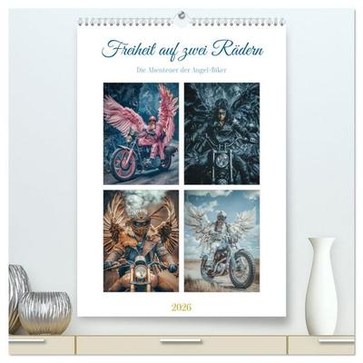 Freiheit auf zwei Rädern - Die Abenteuer der Angel-Biker (hochwertiger Premium Wandkalender 2026 DIN A2 hoch), Kunstdruck in Hochglanz