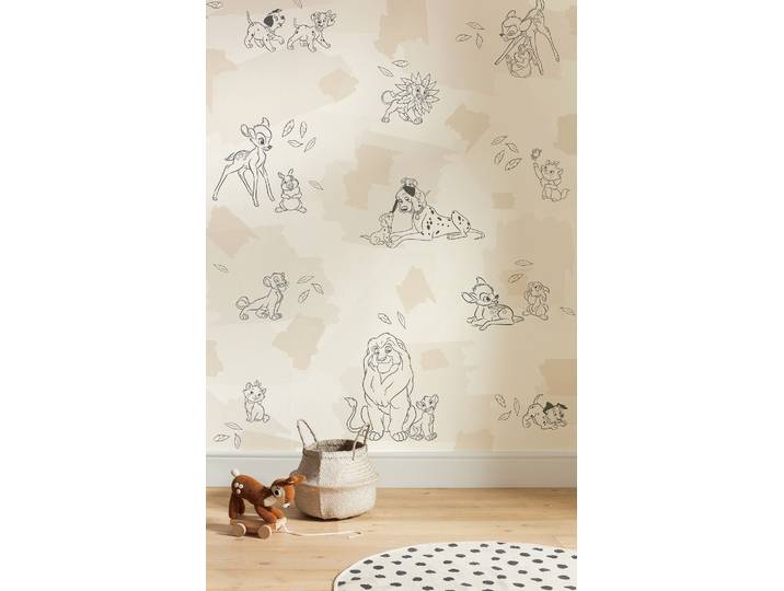 Kindertapete KOMAR Disney Animals , beige (beige,weiß), B:200m H:250m, Vlies, Tapeten, Kindertapete