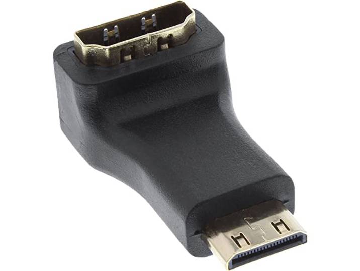 InLine 17690K HDMI-adapter, HDMI A-bus naar Mini HDMI C-stekker, hoekig, 4K2K compatibel, vergulde contacten