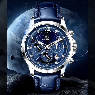 Uplifted Goods Mens Six Needle Quartz Watch With Calendar & Night Light black