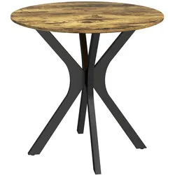 STILVORA Runder Esstisch Ø78x78x75  Rustikales Braun für 2 Personen mit Spider Stahlgestell, MDF Tischplatte, platzsparend und vielseitig nutzbar