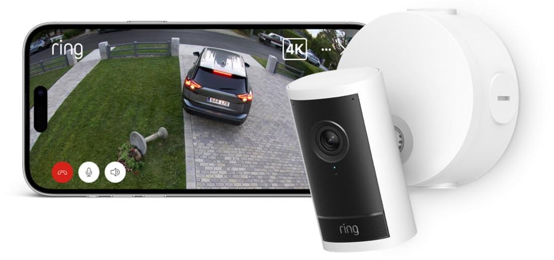 Ring Camera Pro, IP-Sicherheitskamera, Draußen, Verkabelt & Kabellos, Decke/Wand, Weiß, Wetterbeständig