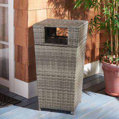SAFAVIEH Outdoor Mazeli Trash 35.1-Inch Square Rattan Bin
