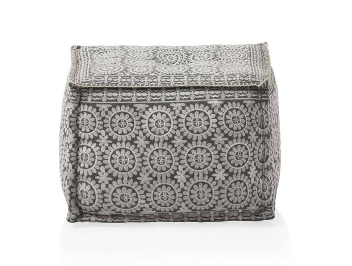 Pouf rectangulaire en textile coloris gris