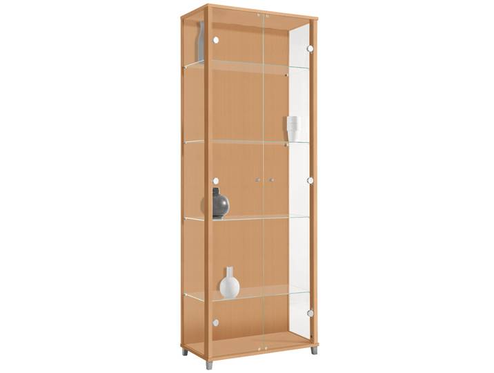 Vitrine FIF MÖBEL OPTIMA , braun (buchefarben), B:57,5cm H:172cm T:32cm, Holzwerkstoff, Sicherheitsglas ESG, Schränke, Vitrine, Standvitrine, Vitrinenschrank, Glasvitrine, Sammlervitrine