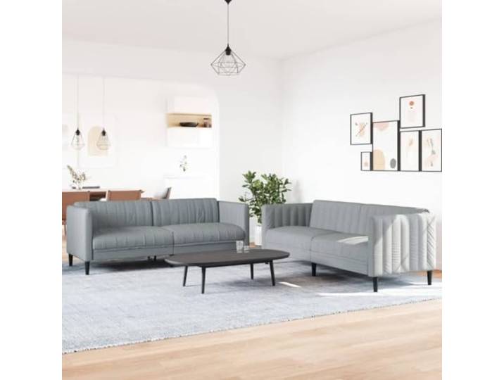 KTHLBRH Sofa-Set, 2-teilig, hellgrau, Stoff Beine aus Massivholz, Füllung aus Schaumstoff, 110 kg für Sitzfläche, 2 + 3-Sitzer