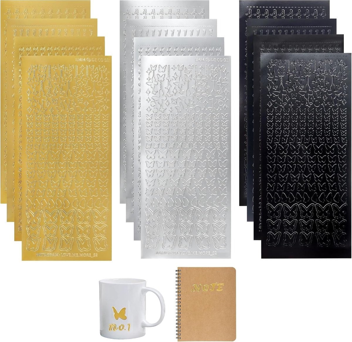 12 stuks PVC wasletters voor kaarsen, decoratieve stickerset voor bruiloften, doopsels en verjaardagen