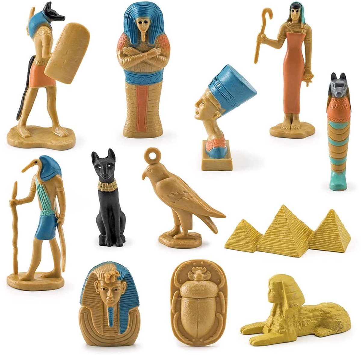 Dailygoods Set van 12 Decoratieve Beeldjes Oude Egypte Handgemaakt PVC