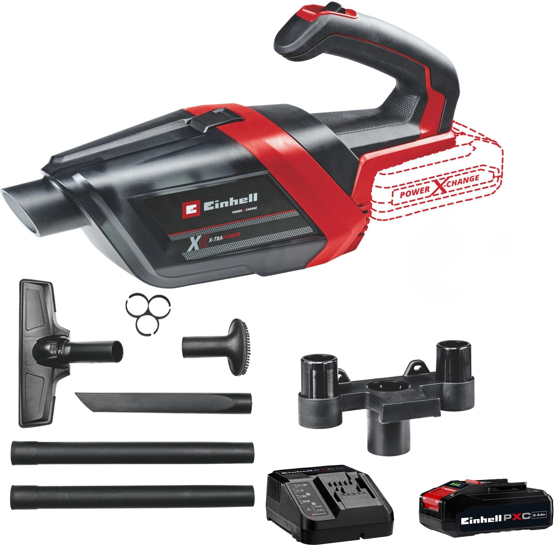 EINHELL Akku-Handstaubsauger "TE-HV 18/06 Li 0.6 l Staubfangbehälter", schwarz (rot, schwarz), Akkusauger, Akku-Handstaubsauger rot, schwarz Einheitsgröße