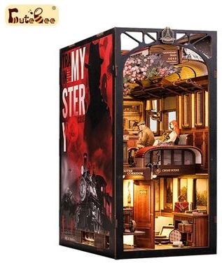 Inspire Select CUTEBEE Detective Train Mystery Book Nook Kit DIY 3D Wooden Puzzle Bookshelf Insert train Mystery