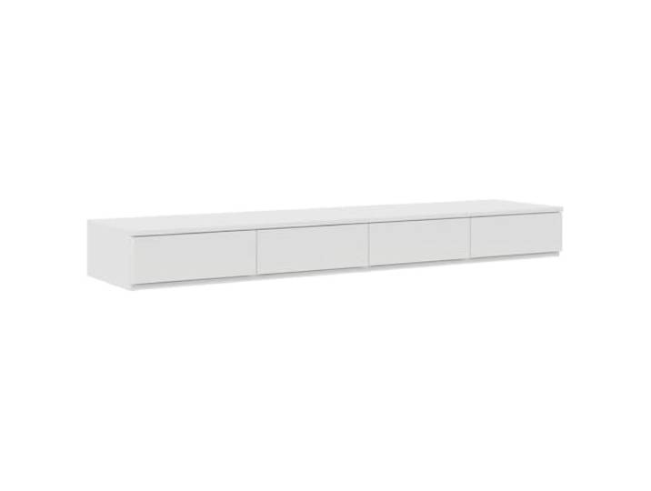 RJPLMFV Bettkasten weiß 160 x 36,5 x 16,5 cm aus Ingenieurholz Drucköffnung, Touch-Verschlüsse, Kapazität 5 kg pro Schublade, dient als Nachttisch oder Tritthocker, einfache Reinigung