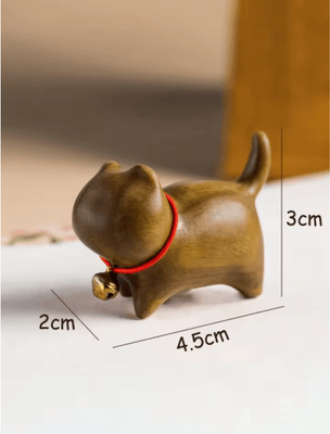 Inspire Picks Hand Carved Wooden Cat Figurine Mini Natural Wood Decor For Cozy Spaces a1