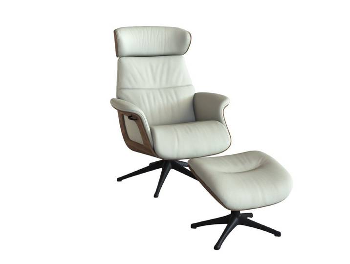 FLEXLUX Relaxsessel Rücken u. Kopfverstellung, ergonomisch, Airchannels, klasse Komfort, Rücken- & Kopfteilverstellung, Drehbar, Armlehne Walnuss, Fuß Schwarz