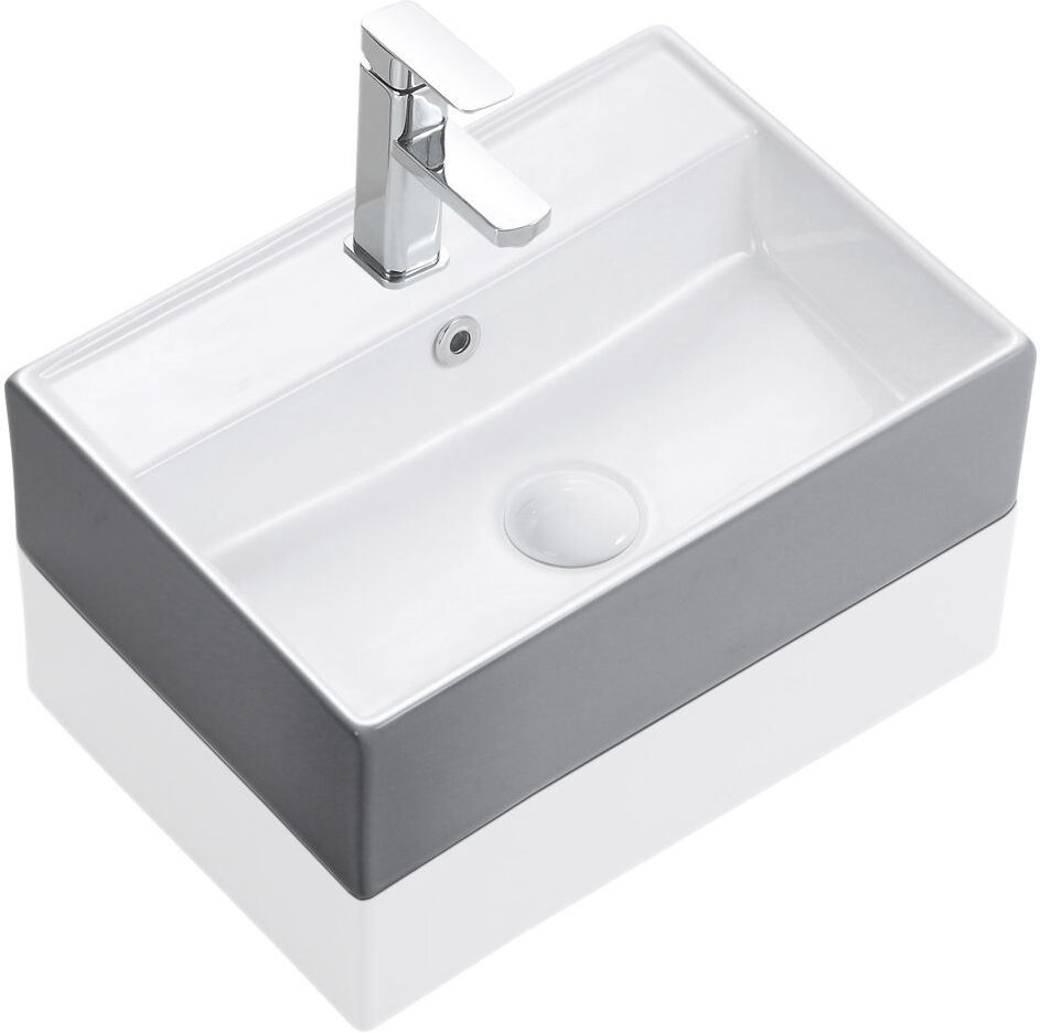 Horow White Ceramic Bathroom Basin 45 x 31 cm Cloakroom Sink Space Saving Design White 31mm W