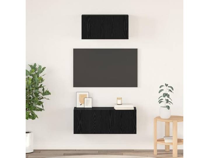 HEFZGDB Wandmontierter Garagenschrank mit Scharniertüren 2 Stück Schwarz Eiche 80x30x30cm Moderner Aufbewahrungsschrank Stauraum Organizer Holzwerkstoff