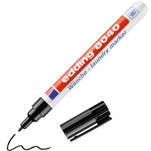 Edding Wäschemarker 8040, schnelltrocknend, schwarz, 1 mm Strichbreite, kochfest bis 95 Grad, lichtbeständig