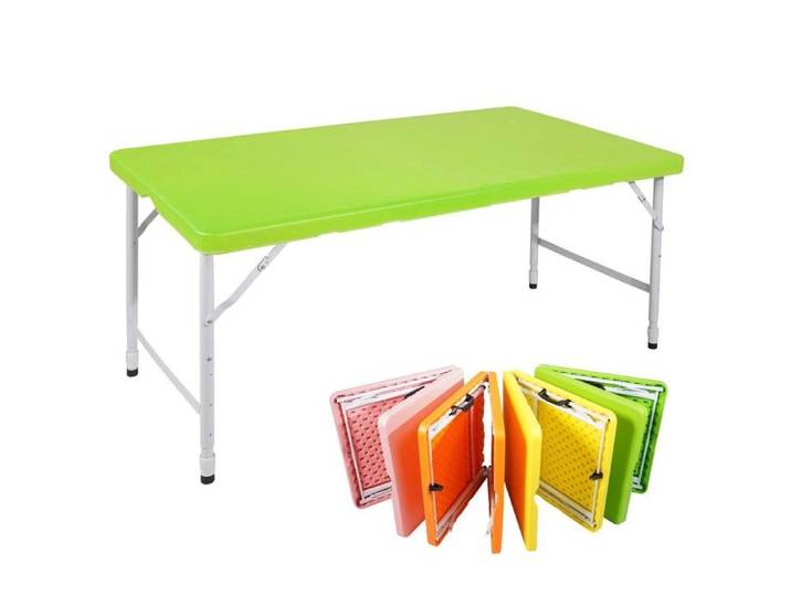 Table pliante de jardin - 125x61 cm - Hauteur réglable 58-74 cm - Plateau HD 4 cm - Pieds acier charge 135 kg