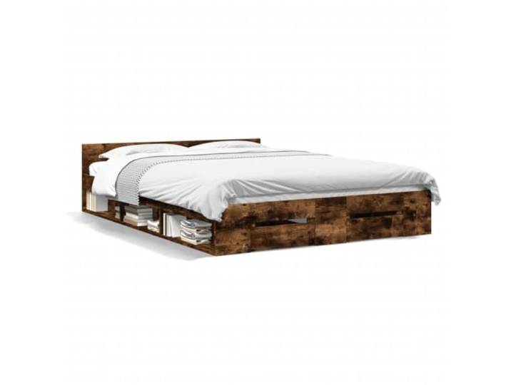 PUGYNBK Bett mit Schubladen aus technischem Eichenholz, 120 x 190 cm Integrierte Lagerung, Latten inklusive, robust und stabil, Matratze nicht im Lieferumfang enthalten