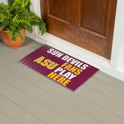 Evergreen "28 in. x 16 in. Arizona State University ""Fans Play Here"" PVC Door Mat"