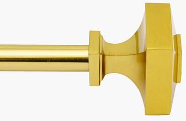 Deco Window 18-44 Inch Adjustable Curtain Rod, 3/4 Inch Metal Drapery Rod with Square Finials, Warm Gold