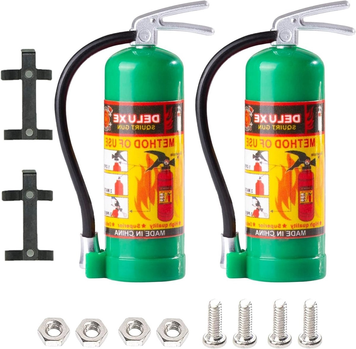 2 Stuks Mini Decoratie Simulatie Brandblusser Flessen voor 1/10 RC Rock Crawler Auto's en Modellen zoals TRX4, Axial SCX10 en Tamiya