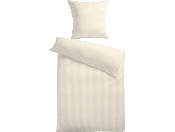 Bettwäsche KINZLER Damast-Streifen , beige (ecru), B/L: 135cm x 200cm, 1 Stk., 1 Stk., Damast, B/L: 80cm x 80cm, 2 Stk., Damast, Obermaterial: 100% Polyester, Bettwäsche, Bettwäsche, aus Mikrofaser