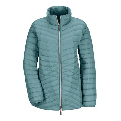 Steppjacke GOLDNER "Kurzgröße Herbstjacke mit Daunen, Stehkragen", Damen, Gr. 24, grün (graugrün), Obermaterial: 100% Polyamid PA., Modisch, Jacken Steppjacke, 2-Wege RV