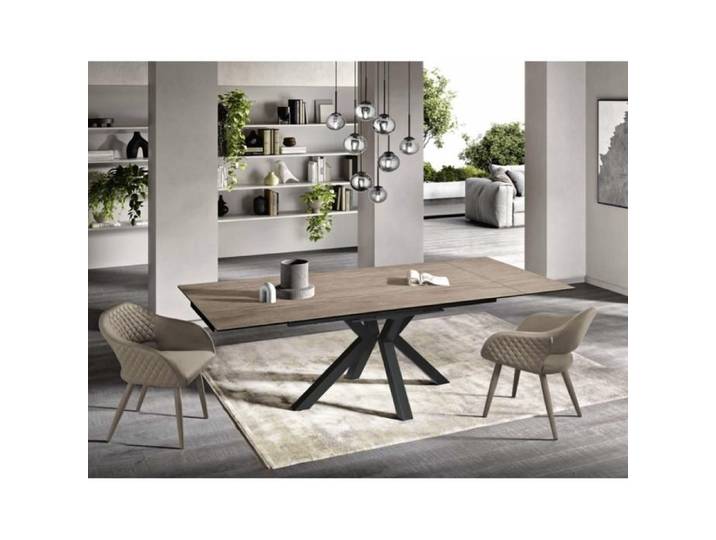 Table de cuisine extensible 240 cm JACKY Chêne plateau en grès cérame