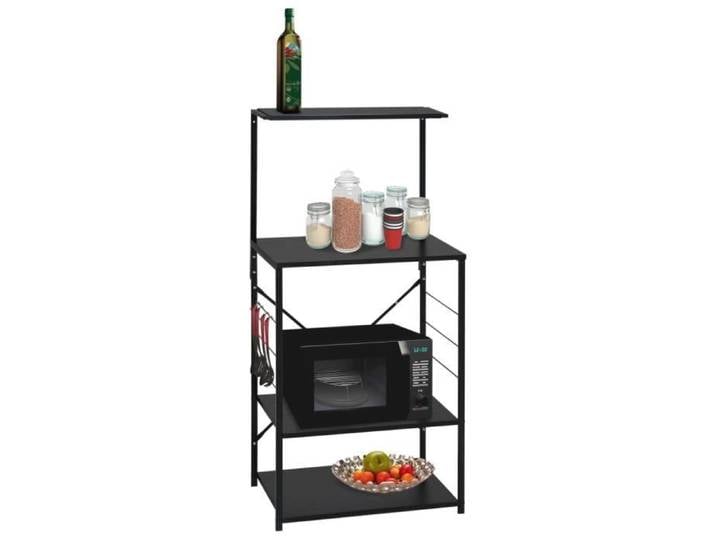 Étagère Support de Four à Micro-Ondes -Armoire à four à micro-ondes Étagère Micro Ondes Noir 60x39 6x123 cm Aggloméré 58460