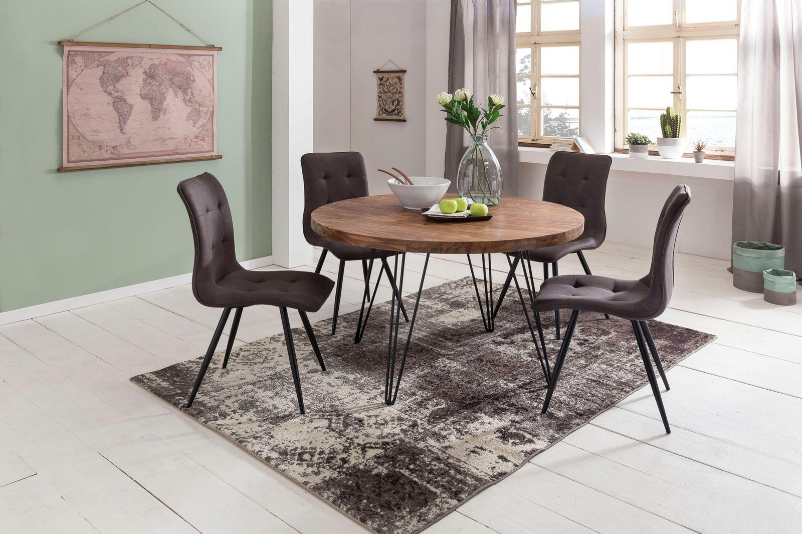 Wohnling Design eettafel BAGLI rond, Sheeshamhout, Ø 120 x 78 cm