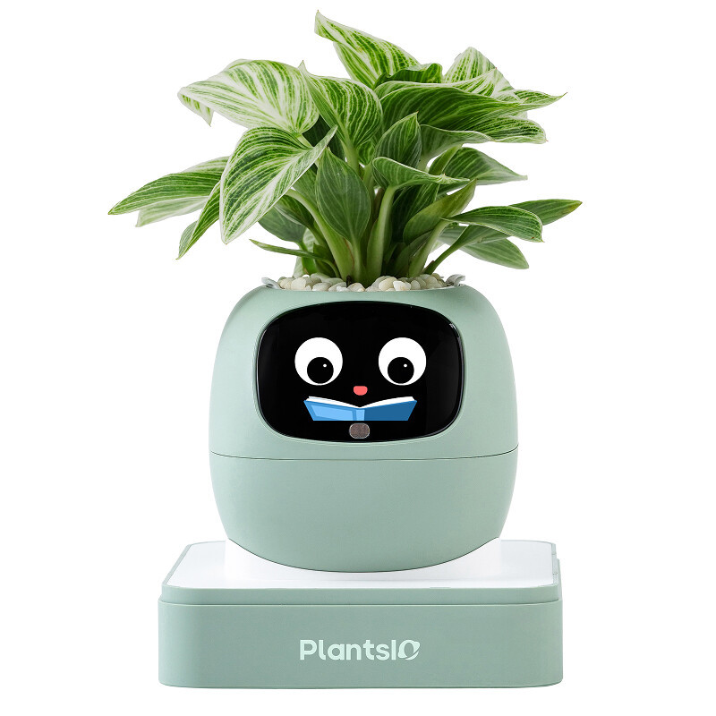 PLANTSIO Ivy AI slimme plantenpotrobot met interactieve gezichtsuitdrukkingen en intelligente plantverzorging, muntgroen