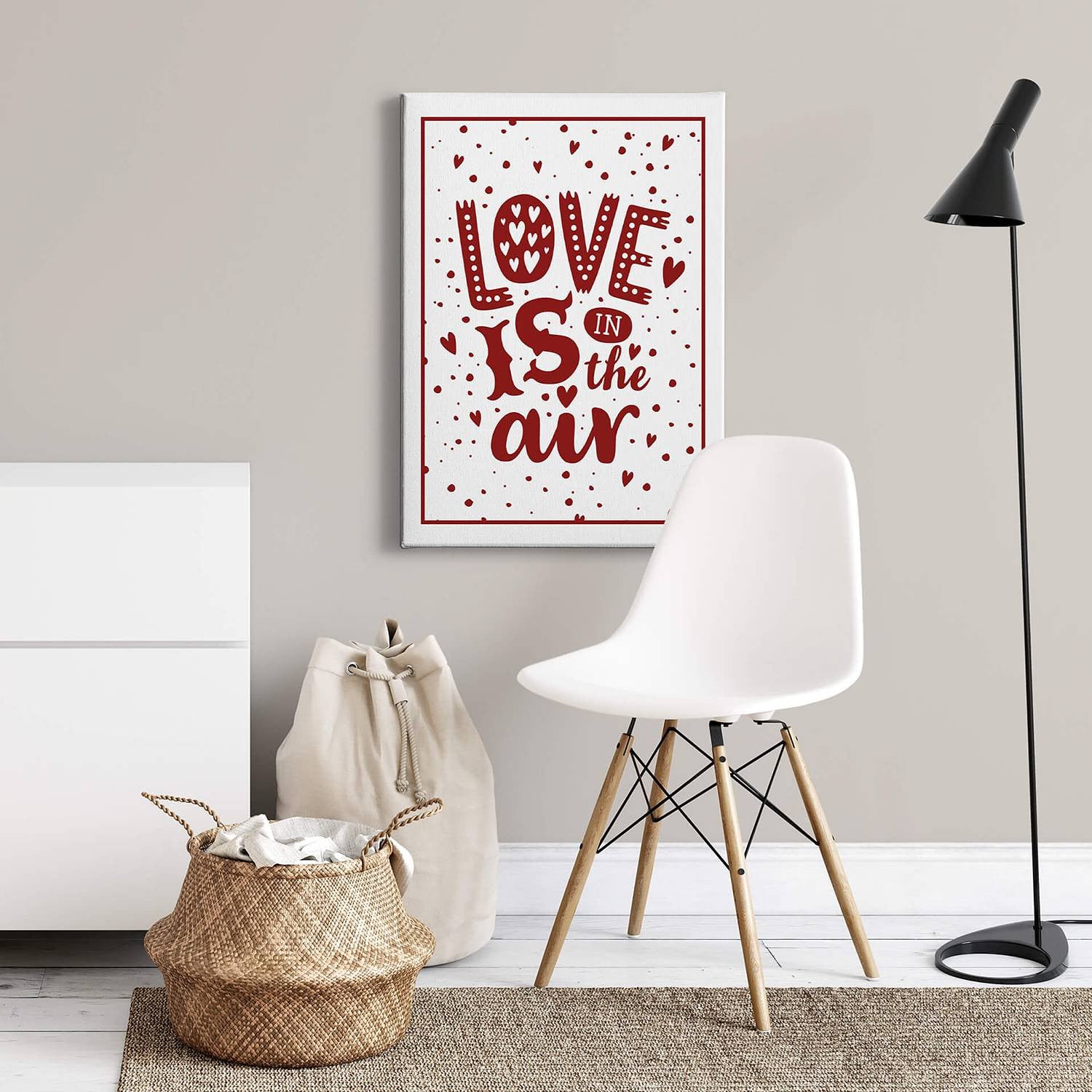 home24 Love Is In The Air wanddecoratie, wit, 50 x 70 cm