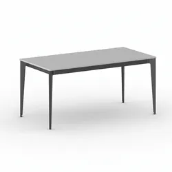 Bürotisch PRIMO ACTION 160x80 cm, schwarzes Metallgestell, grau