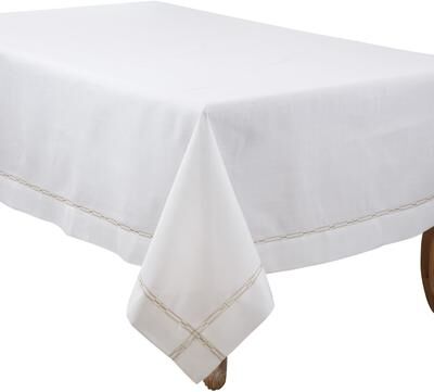 Saro Lifestyle Timeless Embroidered Border Tablecloth with Classic Design